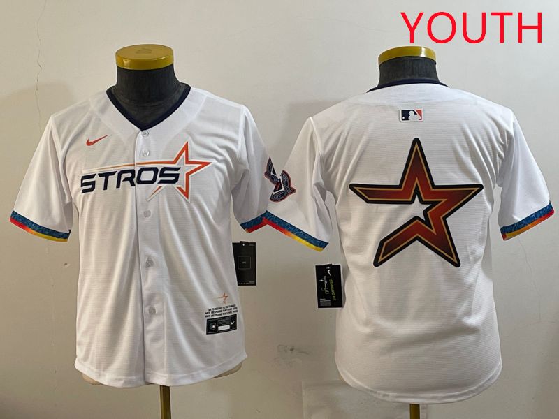 Youth Houston Astros Blank White Fourth generation Joint Name 2025 Nike MLB Jersey style 1->youth mlb jersey->Youth Jersey